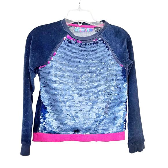 Desigual kids EPICURO sweatshirt reversible sequins sparkly velour size 9-10 - Picture 3 of 10